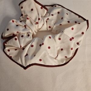 Polka Dot Scrunchie - Cream and Red Choose 1 🥀🥀🍒🌹